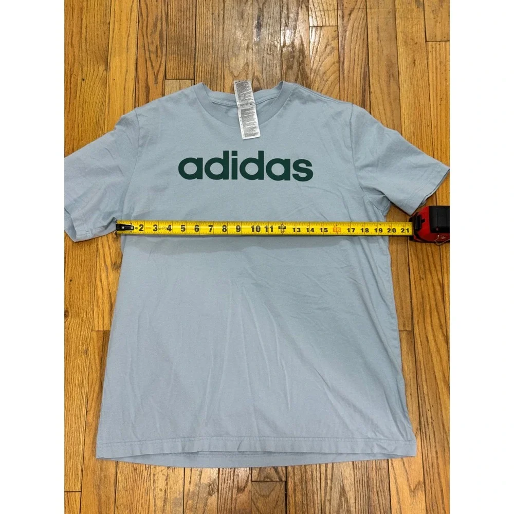 #5 Adidas Mens Logo Graphic T-Shirt Light Blue Green Size Large Short Sleeve Tee